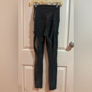 Silver Icing High-Waisted Black Fleece Lined Leggings with Pockets